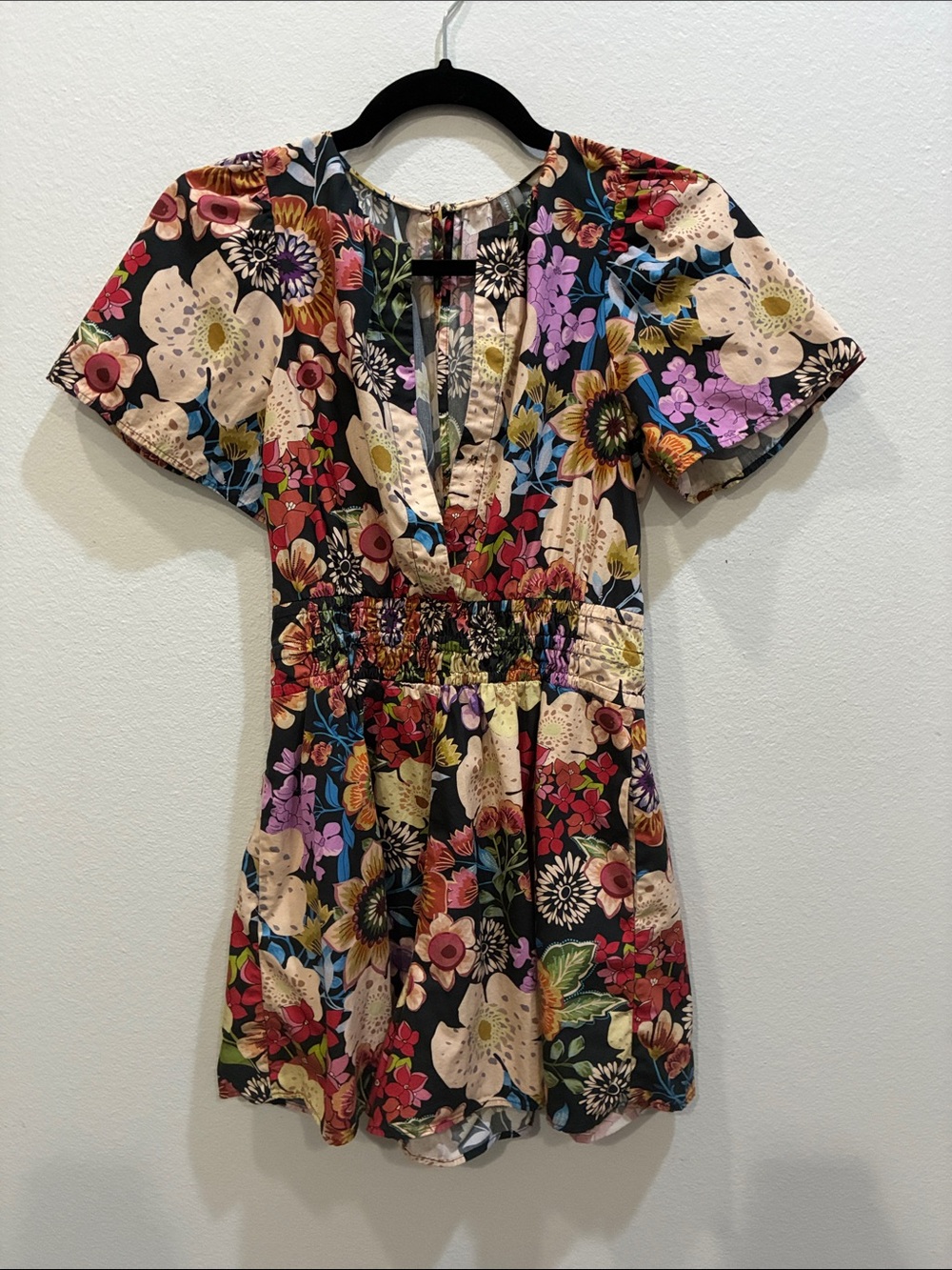 Anthropologie Floral Multicolor Short Sleeve Romper